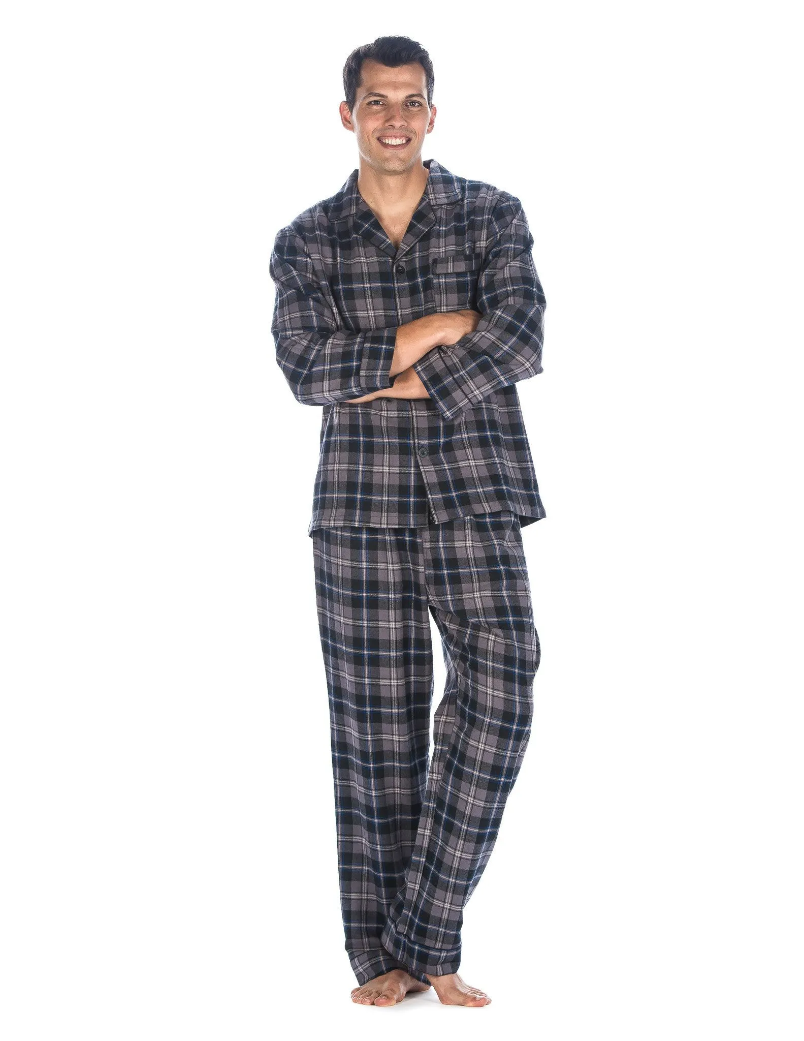 Men's Premium 100% Cotton Flannel Pajama Sleepwear Set (Relaxed Fit)