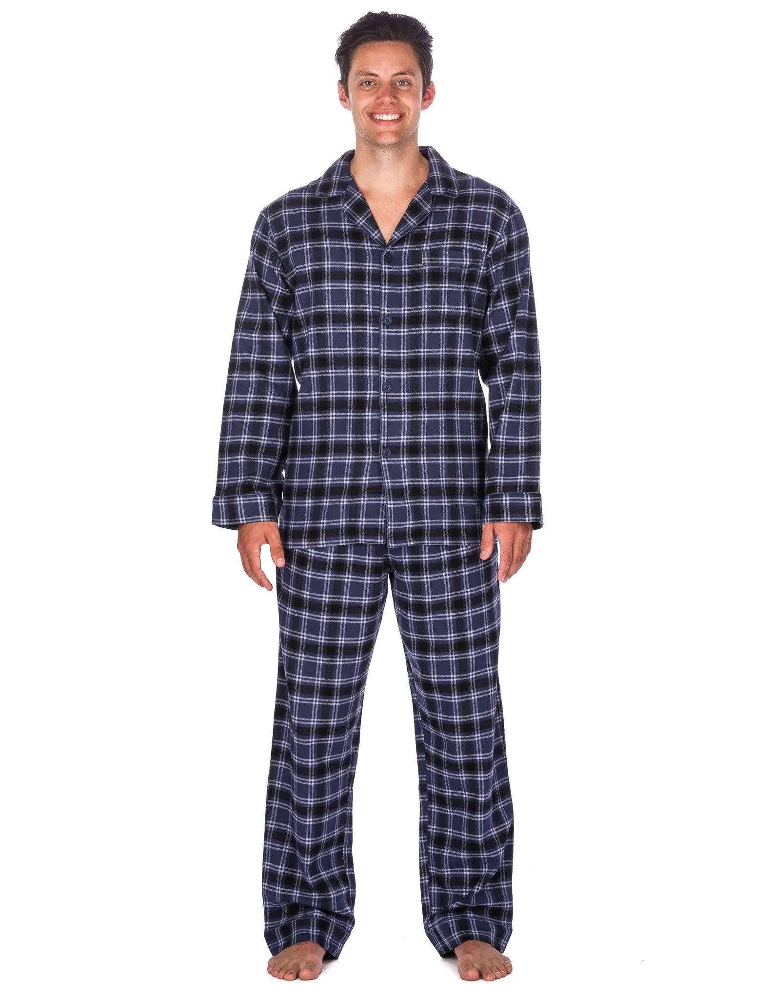 Men's Premium 100% Cotton Flannel Pajama Sleepwear Set (Relaxed Fit)