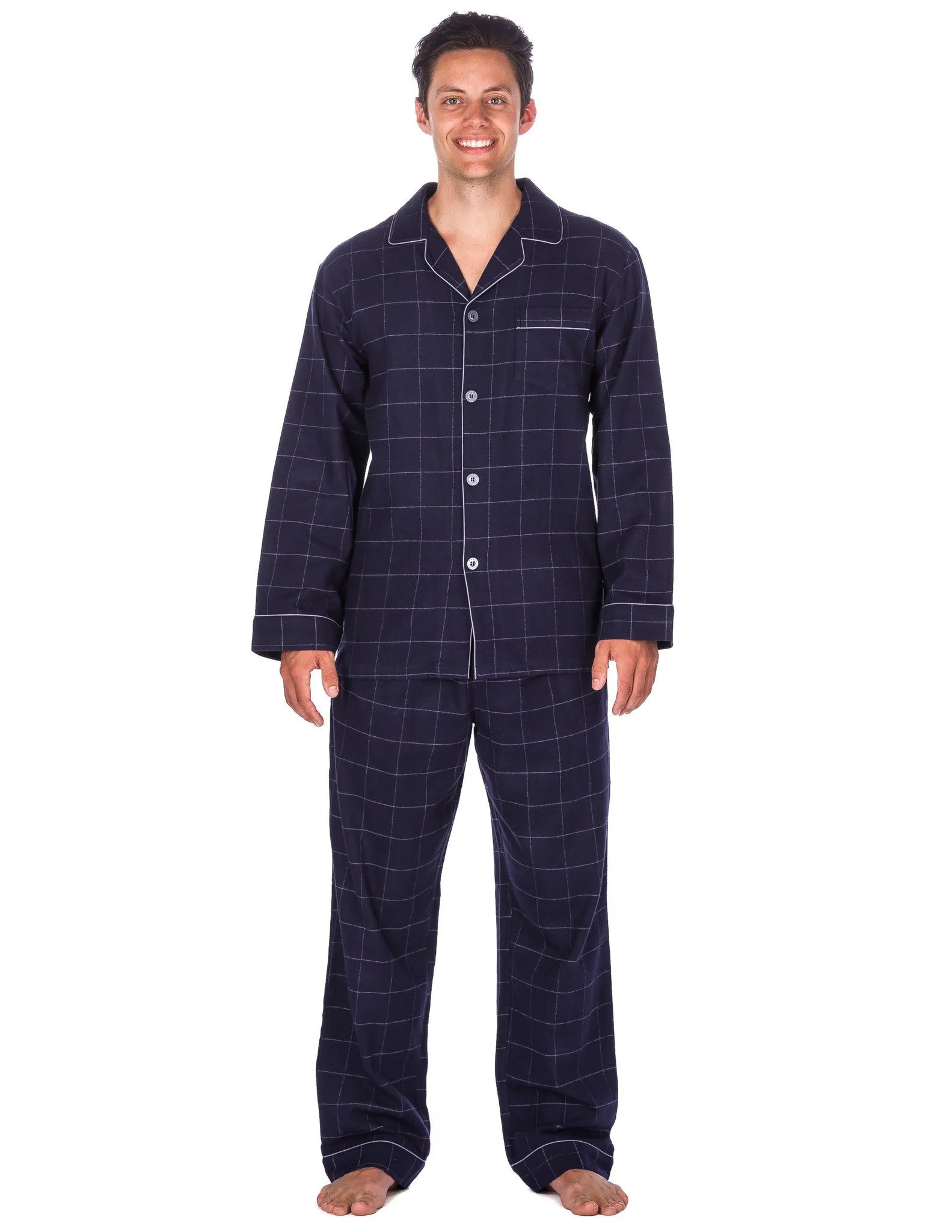 Men's Premium 100% Cotton Flannel Pajama Sleepwear Set (Relaxed Fit)