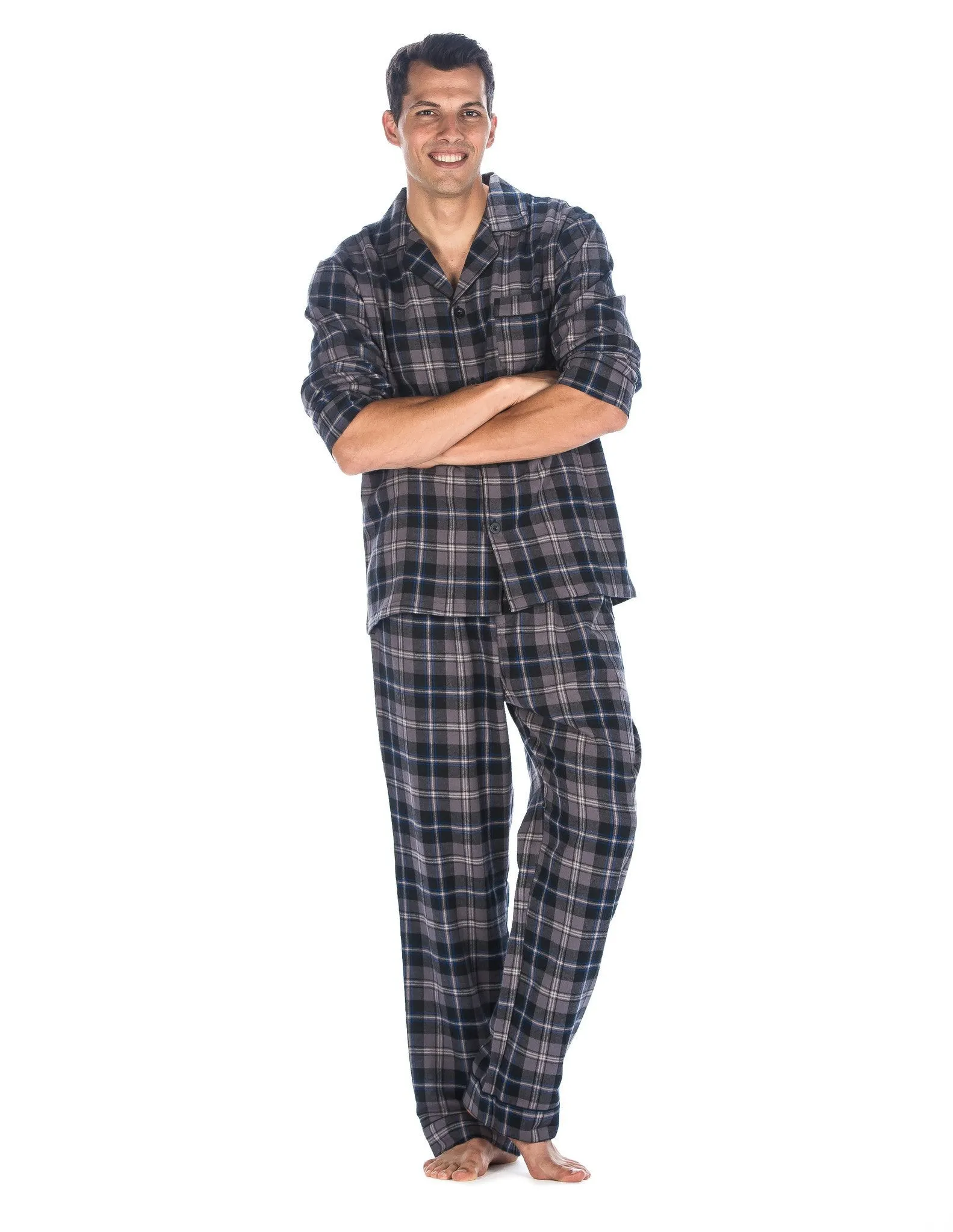 Men's Premium 100% Cotton Flannel Pajama Sleepwear Set (Relaxed Fit)