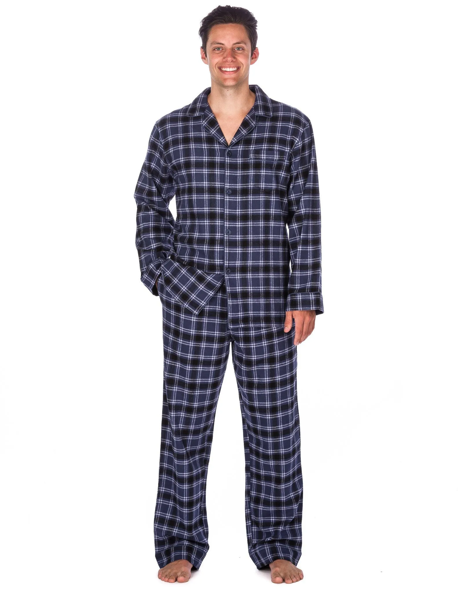 Men's Premium 100% Cotton Flannel Pajama Sleepwear Set (Relaxed Fit)