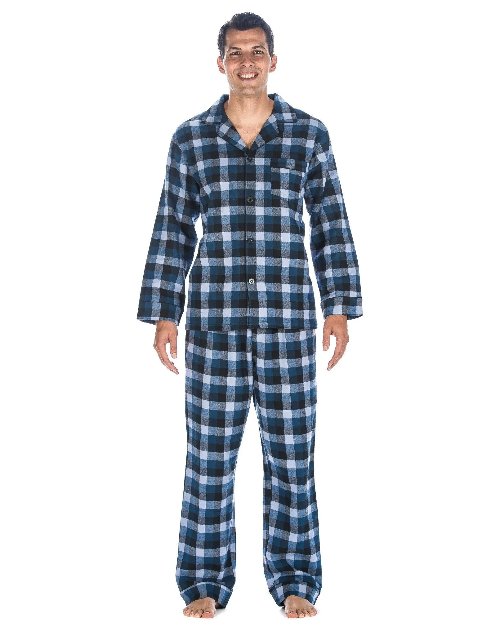 Men's Premium 100% Cotton Flannel Pajama Sleepwear Set (Relaxed Fit)