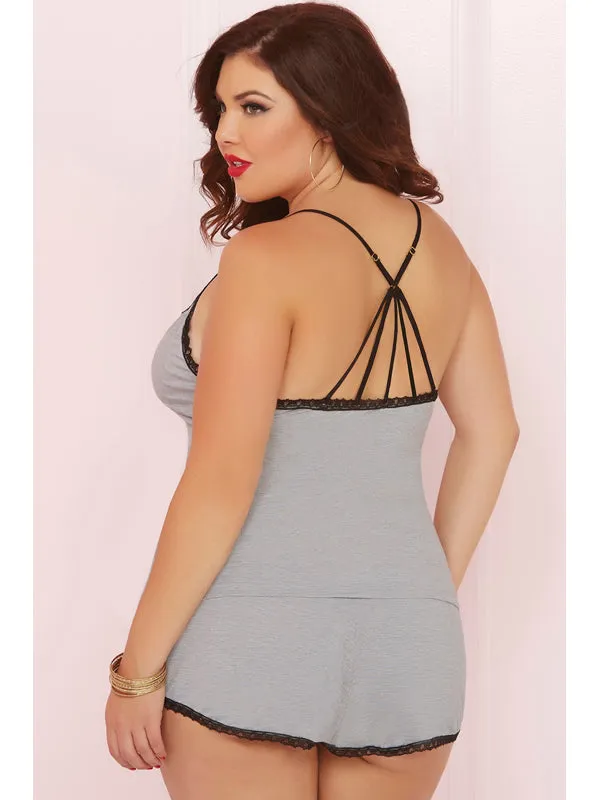 Midnight Dream Cami Set 10608X-Heather Grey-3X/4X