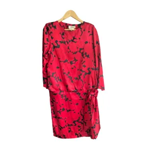 Monte Carlo Silk Red And Black Floral Long Sleeved Dress UK Size 10