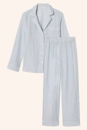 Nautico - The Woven Long PJ Set Blue Shadow/Cloud