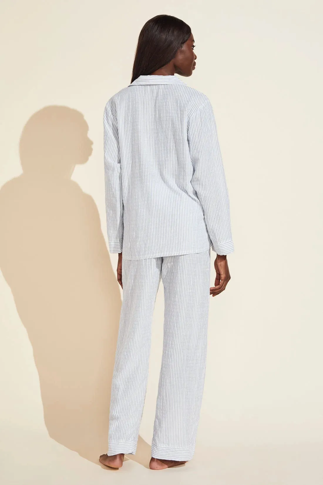 Nautico - The Woven Long PJ Set Blue Shadow/Cloud