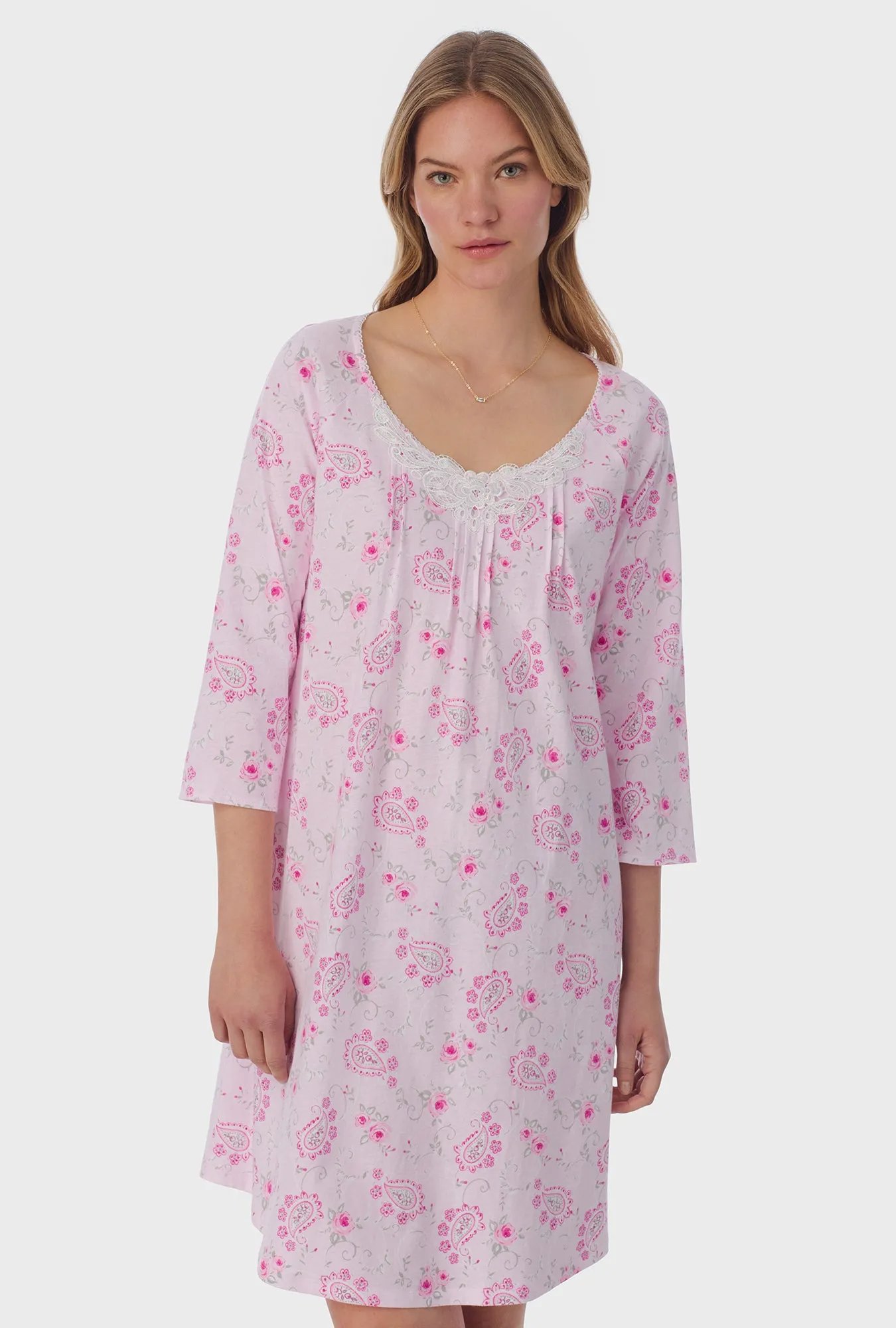 Paisley Floral Cotton Short Nightgown