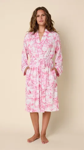 Palm Grove Toile Pima Knit Kimono Robe