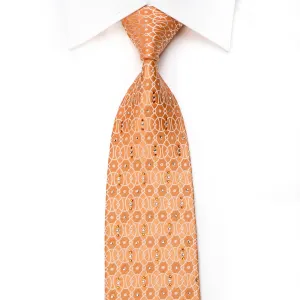 Perry Ellis Men's Crystal Silk Necktie Interlocking Geometric On Orange With Silver Sparkles