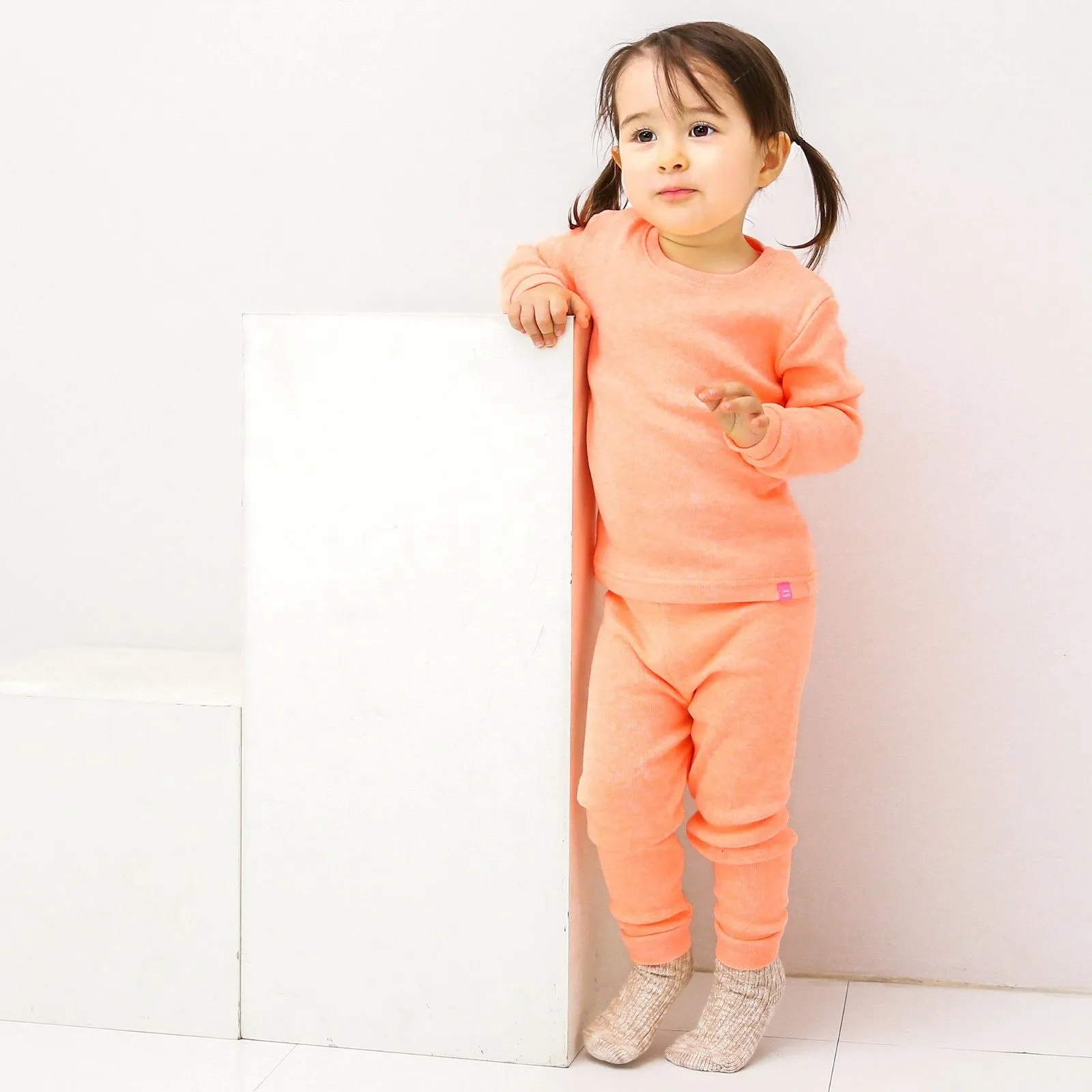 Rib Neon Orange Long Sleeve Pajama