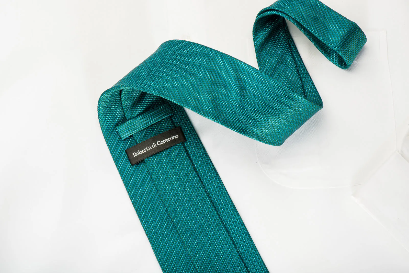 Roberta di Camerino Silk Tie Butterflies On Teal With Rhinestones