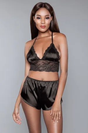 Satin Crop Cami and Short Lingerie Set