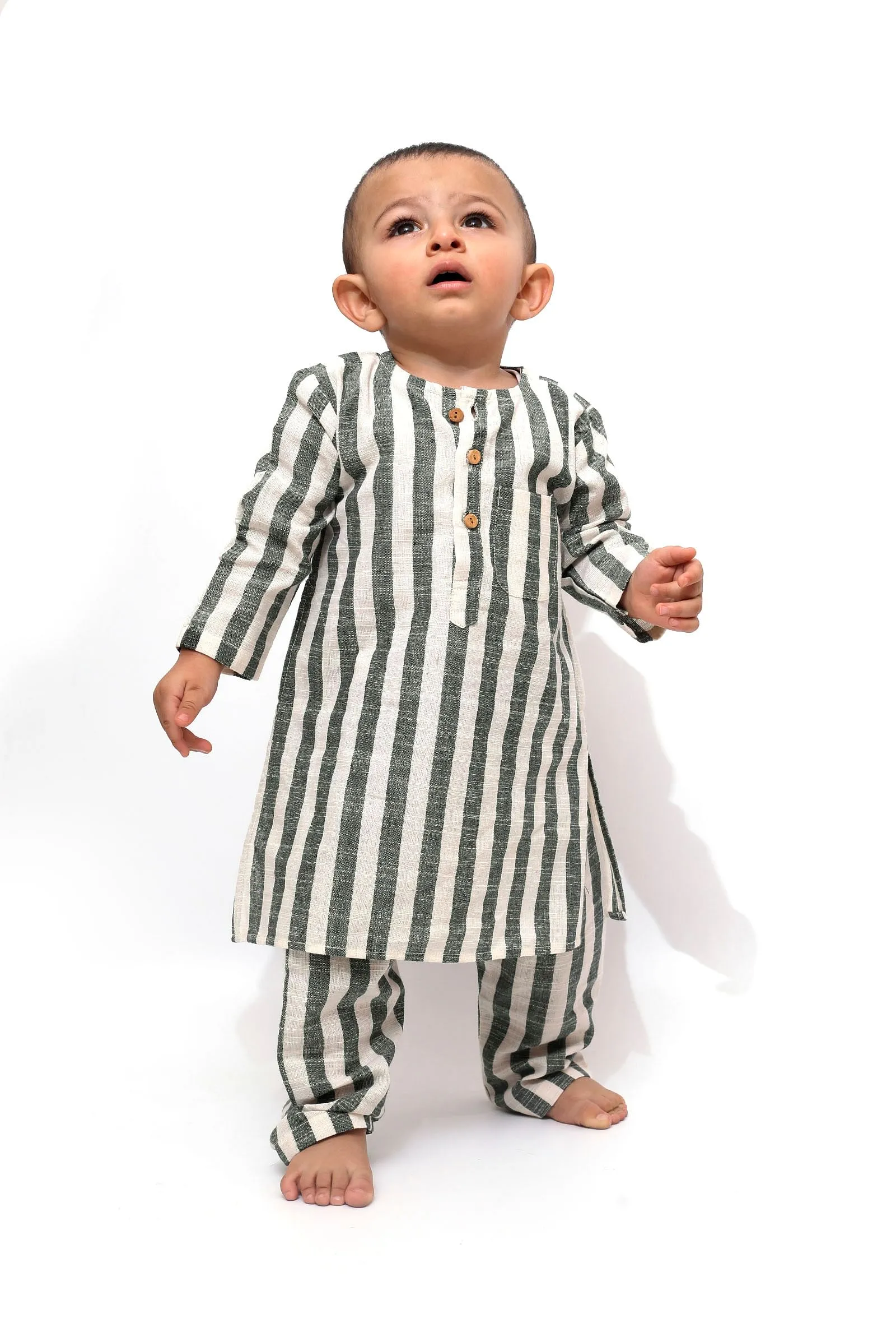 Set of 2 - Moon Blue Stripes Tunic Kurta Pajama