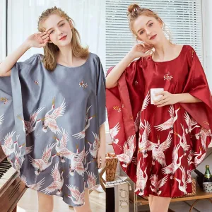 Silk pajamas ladies summer bat sleeve nightdress