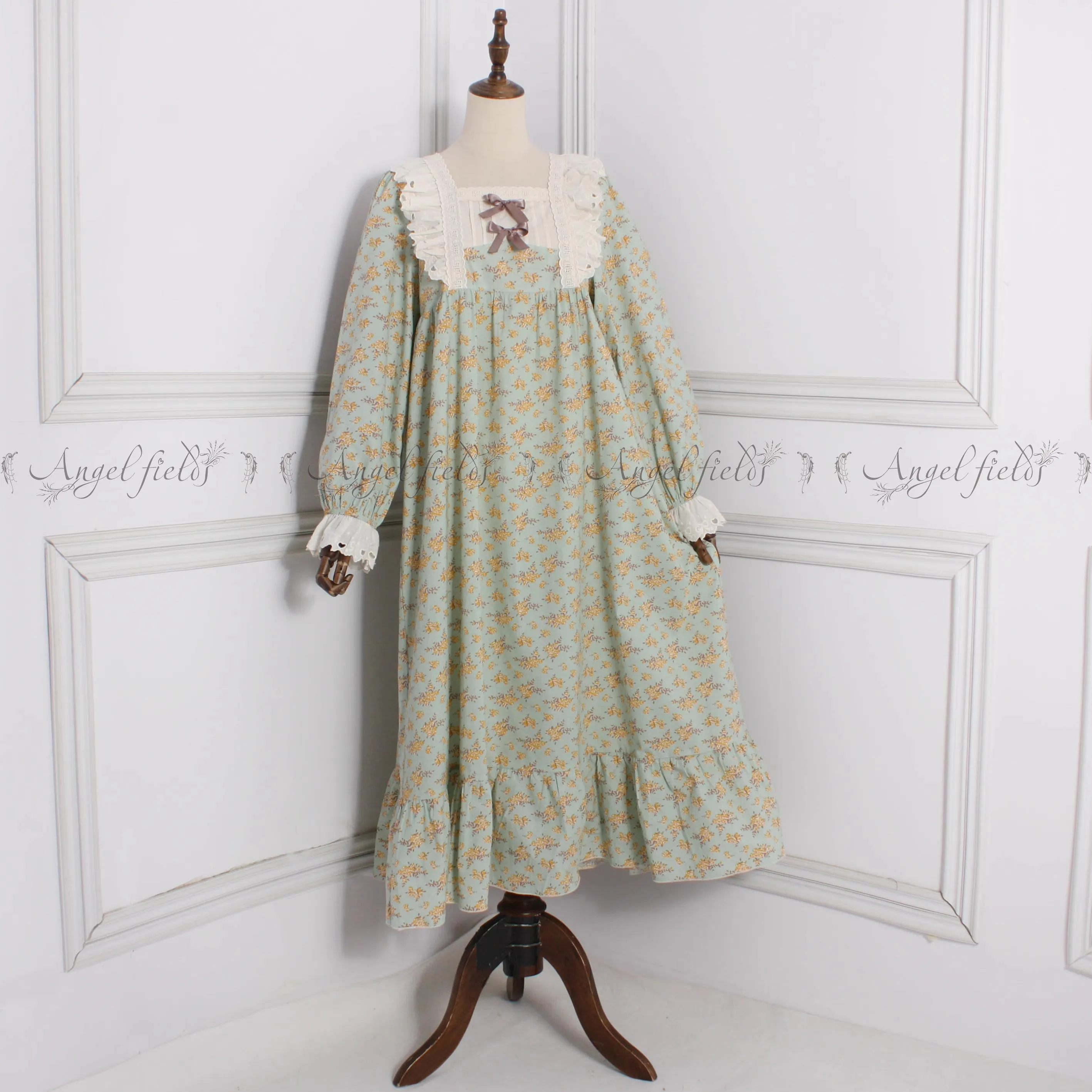 Vintage Style Floral Cotton Night Gown Dress