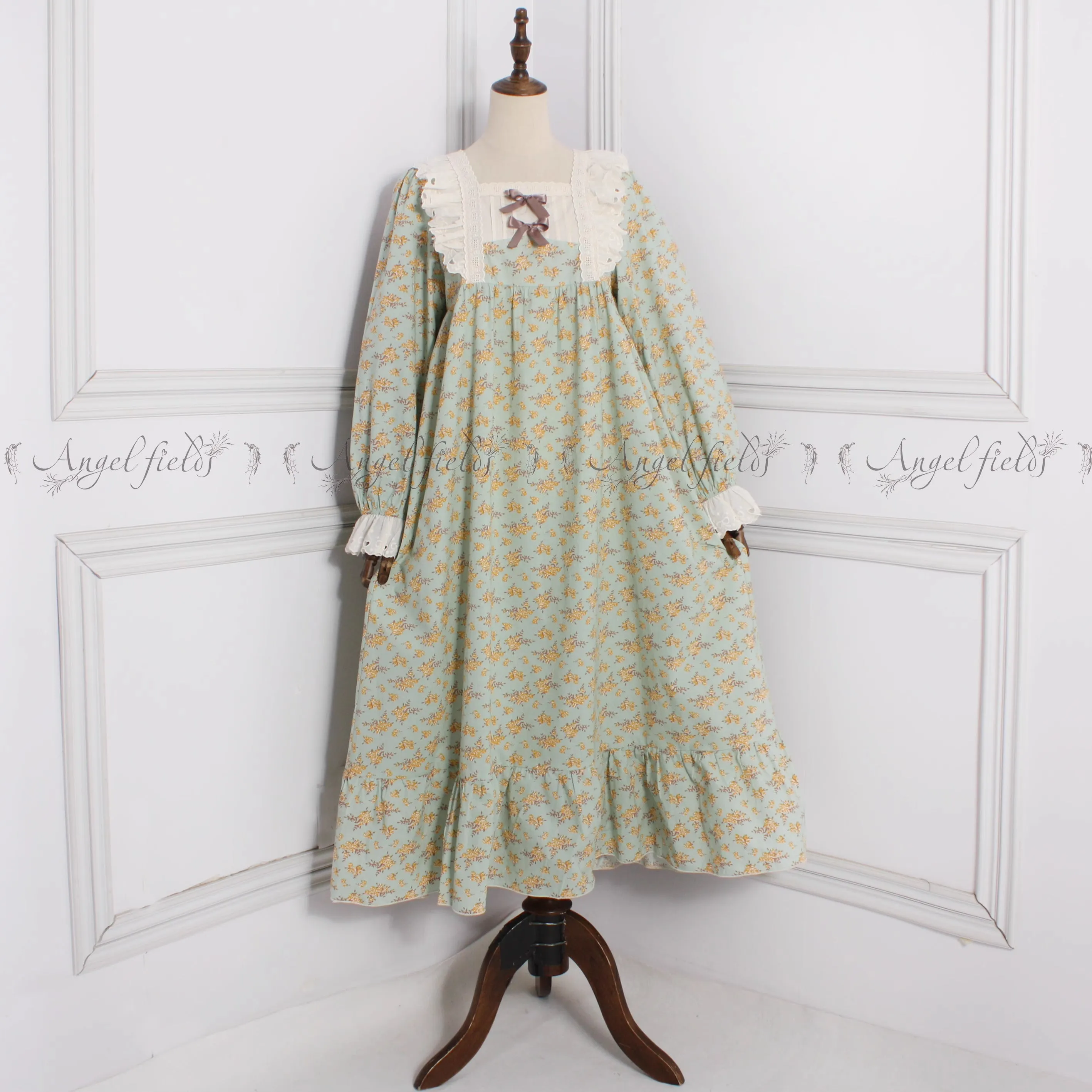 Vintage Style Floral Cotton Night Gown Dress