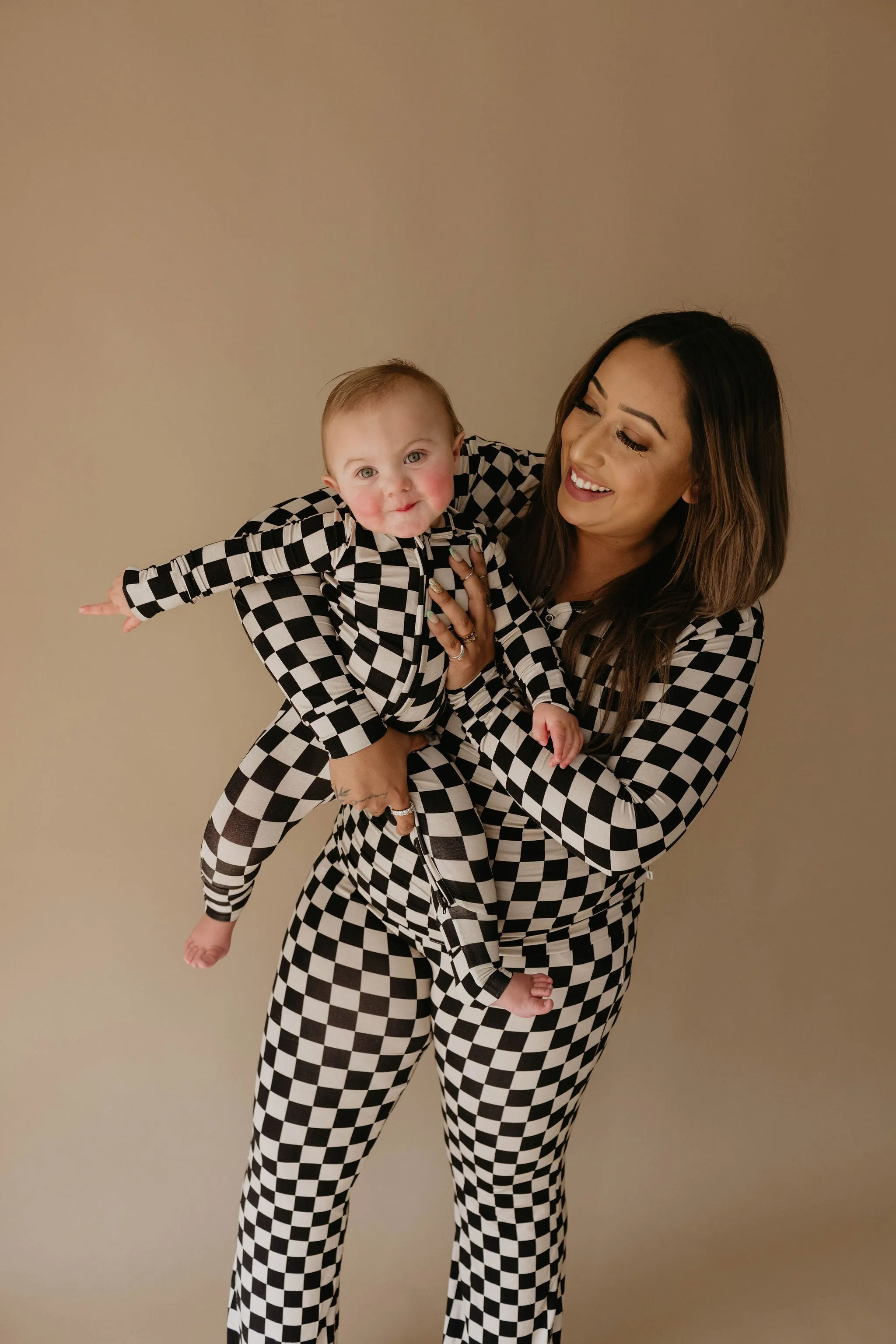 Women's Bamboo Pajamas | Black Checkerboard