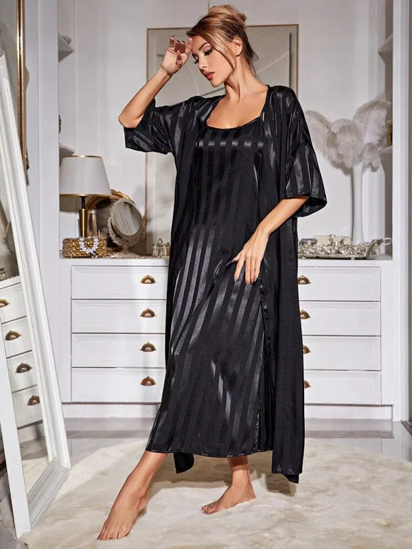 Women's Camisole Strap Pajama Long Nightgown and Robe