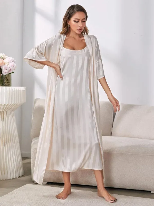 Women's Camisole Strap Pajama Long Nightgown and Robe